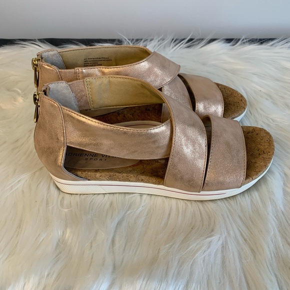 Adrienne Vittadini Gold Sandals Luxe Cork Comfort - Picture 3 of 9